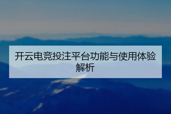 开云电竞投注平台功能与使用体验解析